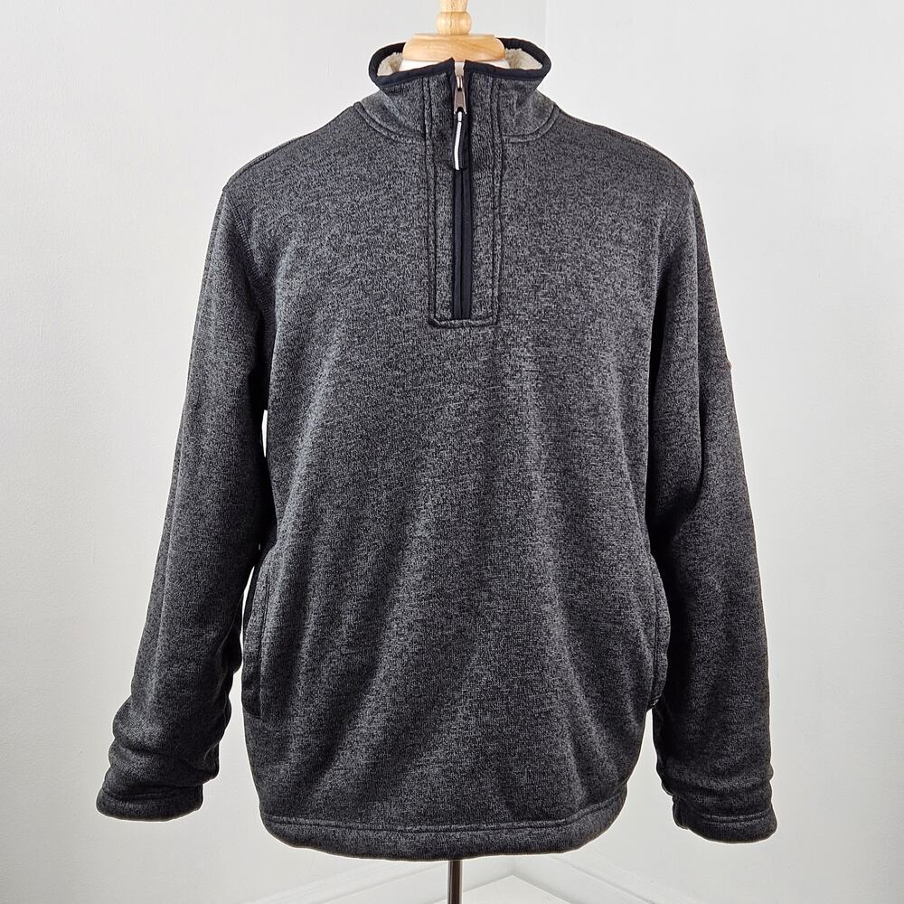 Orvis Quarter Zip Sherpa Fleece Lined Pullover Gray Sweater | Men's Large‎